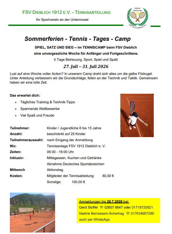 Tennis-Sommercamp 2026